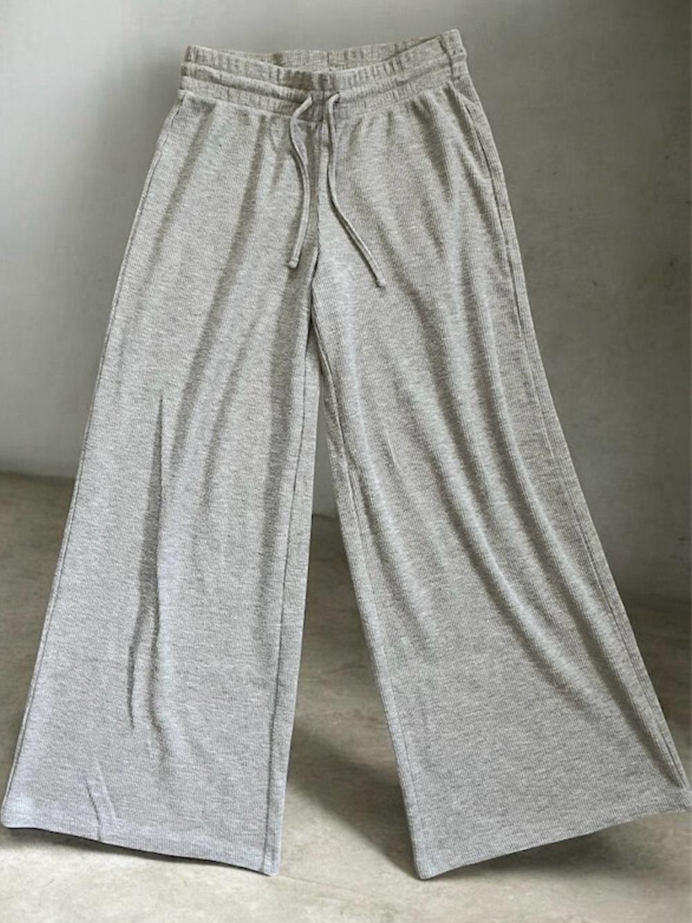 H&M Light Gray Ribbed Drawstring Loungewear Pajama Pants
